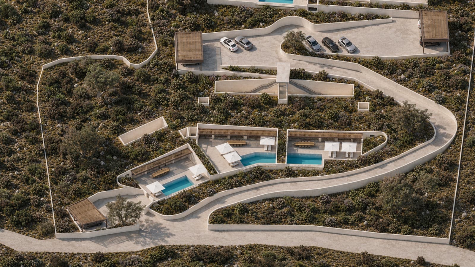 The scheme from above, showing the spacing between plots.