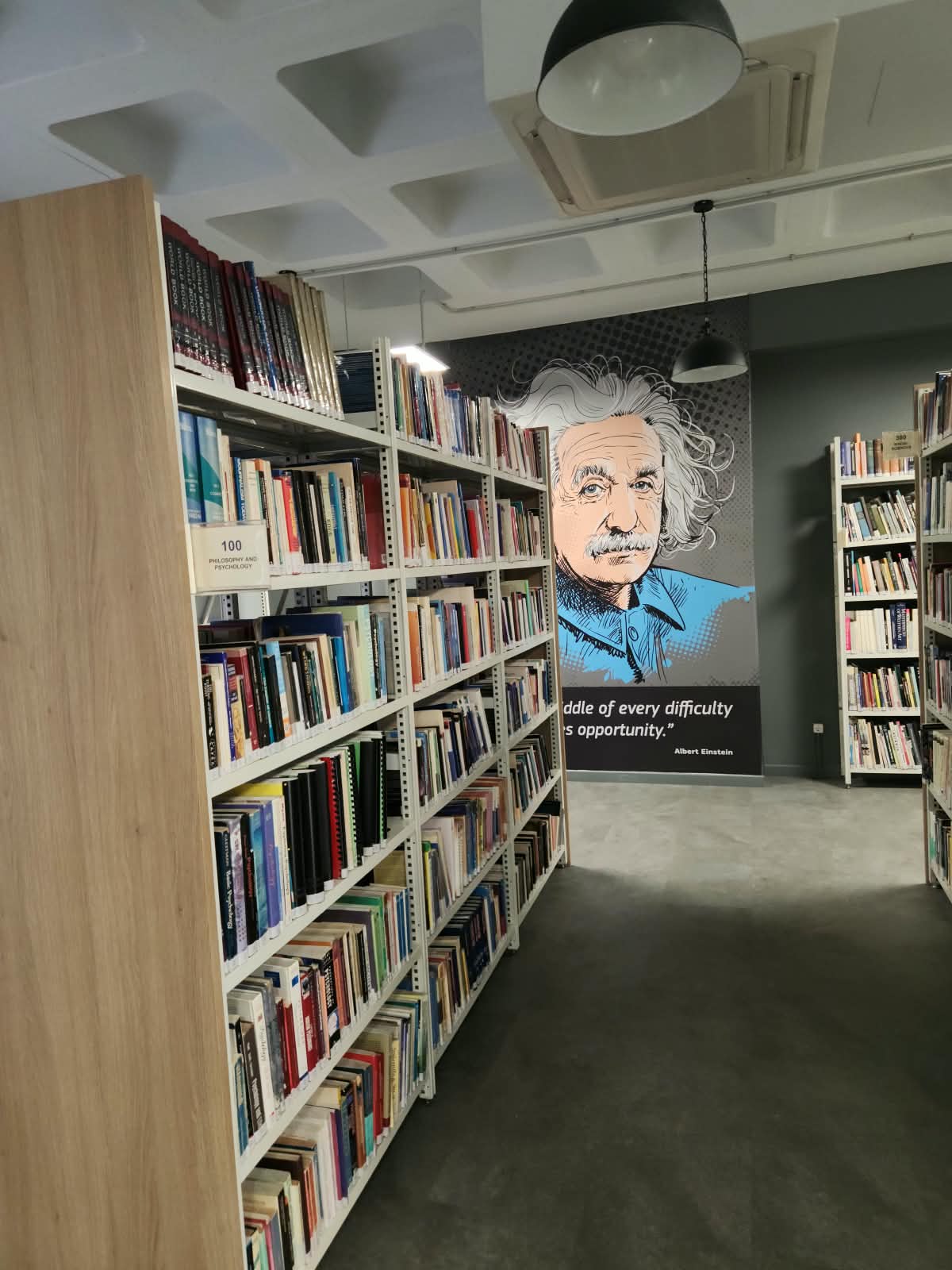 The library on one of the fitted-out floors.