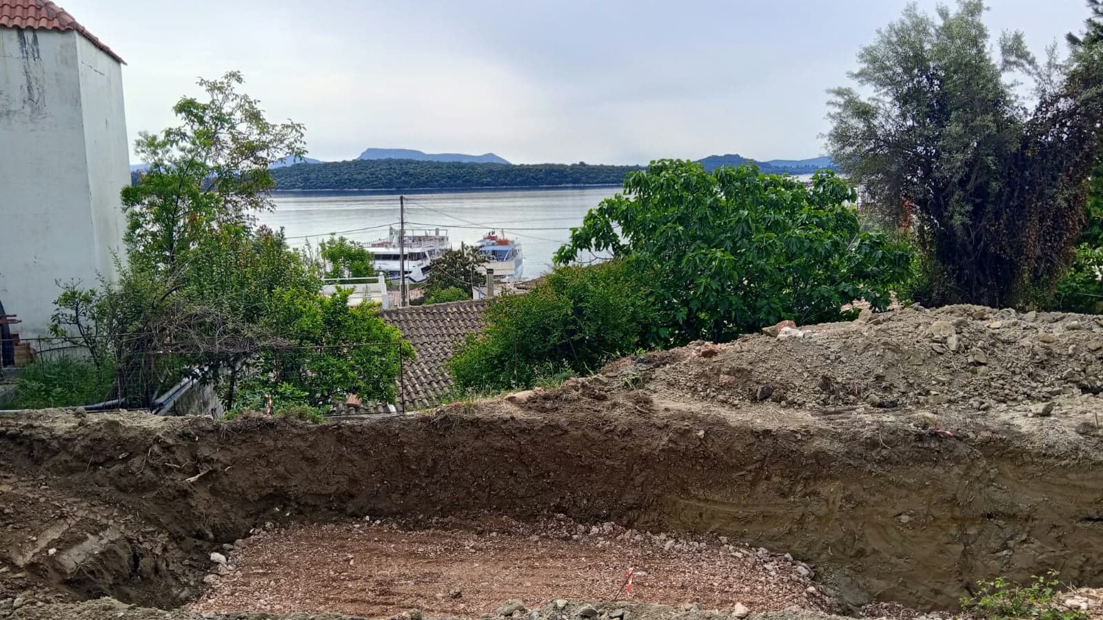 Excavation under way, looking out to the channel.